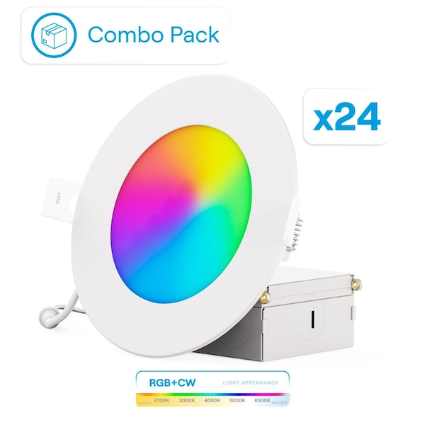 Infibrite 4 In WiFi Smart 9W 810LM Recessed LED Ceiling Light, Alexa/Google, Wet Rated, 24PK IB-001-1-9W-WH-24PK - main