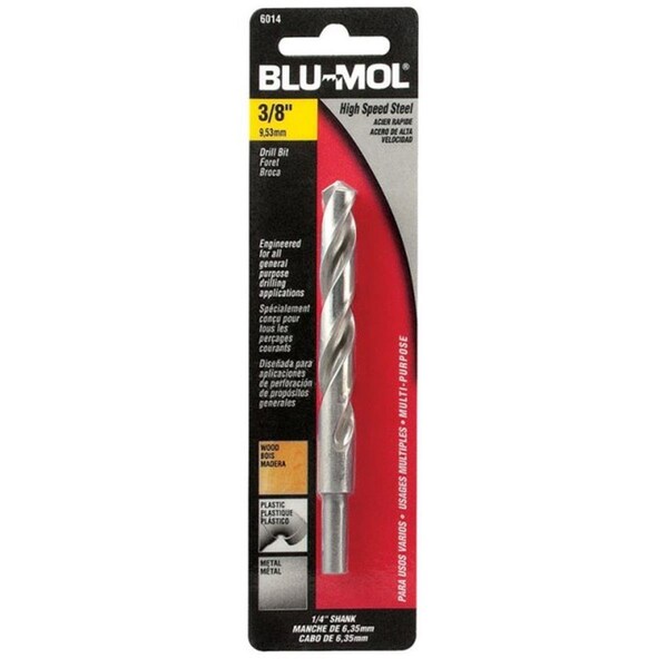 Blu-Mol 6014 0.37 dia High Speed Steel Drill Bit 0.25 in. Shank dia 80821 - main