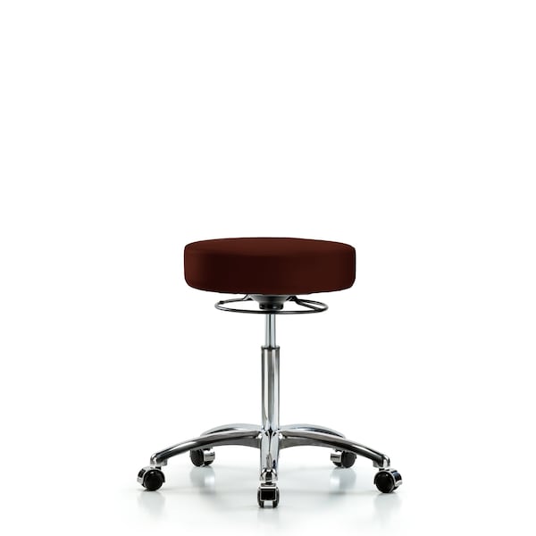 Blue Ridge Ergonomics Bench Stool, Med, Chrom, Vinyl, Castrs, Burg BR-VMBSO-CR-NF-CC-8569 - main