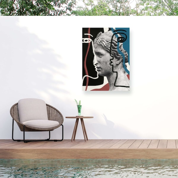 Trademark Fine Art Outdoor Canvas Art Little Dean Line Art and Sculpture Wall Art for Patios, or Gardens 1X29391-OC2432WR - main
