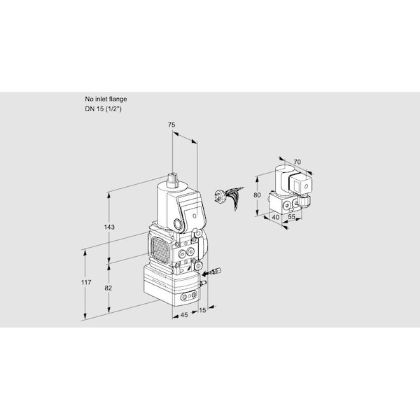 Honeywell Kromschroder Gas Pressure Regulator Valve - 1/2" DN15, 500 mbar, Solenoid, IP65 KS88025684 - main