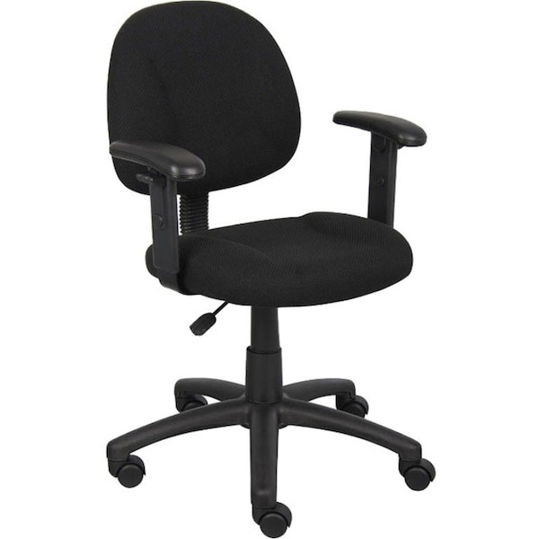 Boss B316 Posture Deluxe Office Task Chair, 25 in W 25" L 40" H, Adjustable, Tweed Seat B316-BK - main