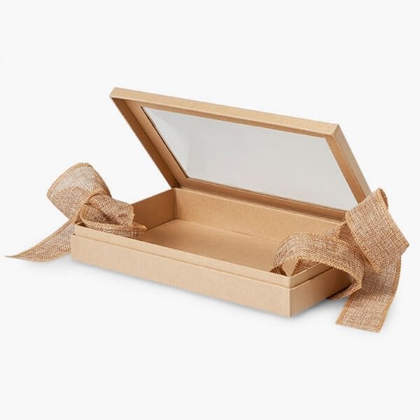 Nashville Wraps Kraft Window Box with Ribbon, Large Single Layer 10x6x1.5, 12PK BFB8KR - main