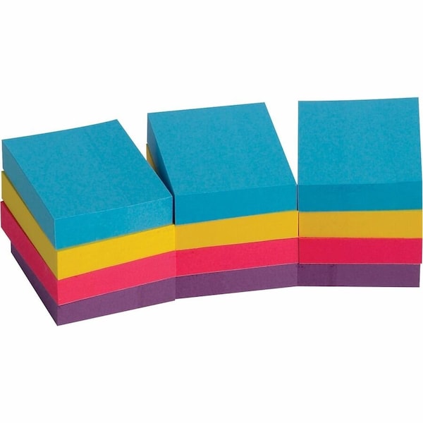 Business Source Extreme Color Adhesive Notes, Assorted, 12PK BSN16498 - main