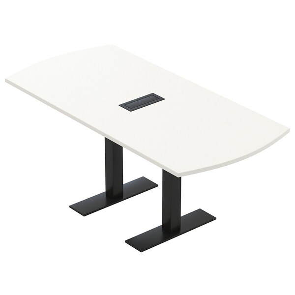 Skutchi Designs 6ft Conference Table W/ Power Unit | 6 Person Modular Arc Rectangle Meeting Table | Harmony Series HAR-AREC-36X72-T.BK-W960-EBLK - main