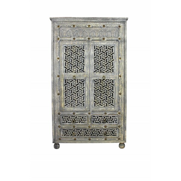 Homeroots 42" Aged Gray Solid Wood Three Drawer Gentleman's Chest 489221 - main