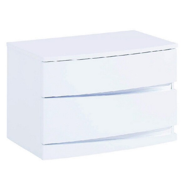 Homeroots 17" White Two Drawers Manufactured Wood Mirrored Nightstand 329629 - main