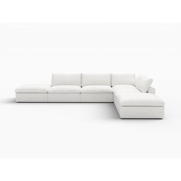Homeroots 160" White Linen Blend Modular Sofa With Ottoman And Storage 714553 - main