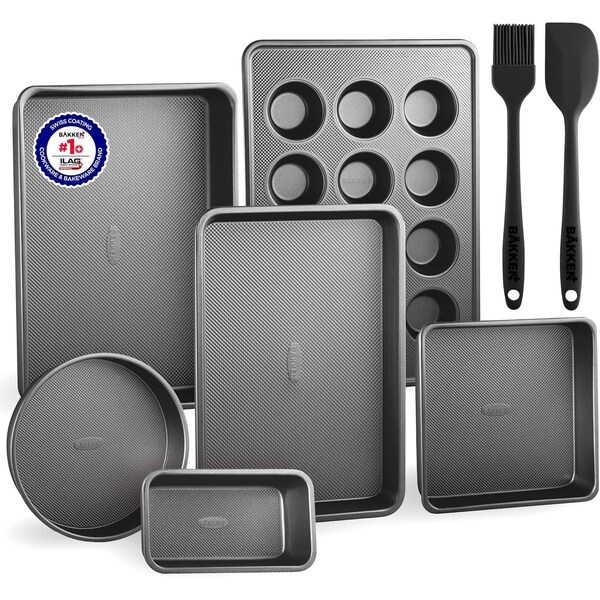 Bakken-Swiss 8-Piece Bakeware Set, Non-Stick Professional Pans, Muffin and Loaf Pans, Multi-Sized, Black BKCWL8B - main