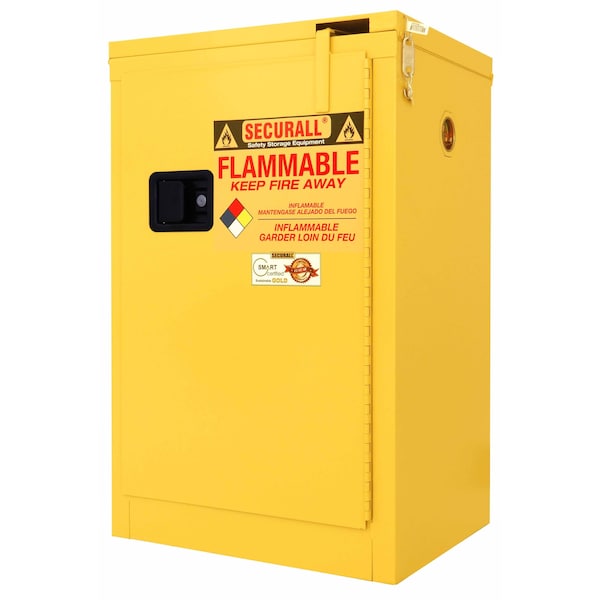 Securall Flammable Storage Cabinet, 12 Gallon, 1 Shelves, 24 in W x 37 in H x 18 in D, Yellow A305 - main