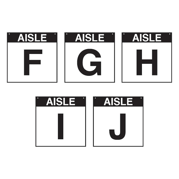 5S Supplies Warehouse Aisle F-J Sign - 24in x 24in - SINGLE - NONE - PVC AISLE-F-J-24X24-SINGLE-NONE - main