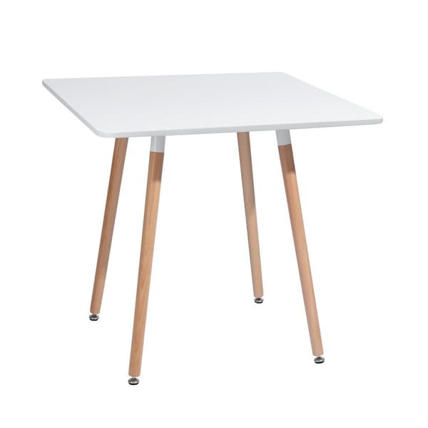 Homeroots 32" White and Natural Wood and Solid Wood Square Dining Table 568207 - main
