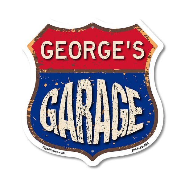Signmission George's Garage, 12 Inch X 12 Inch, Plastic Sign SHI-P-12-383-GEORGE - main