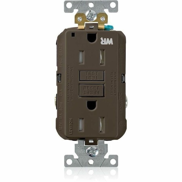 Leviton SmartlockPro GFCI 15A WR/TR/PI Brown G5262-WT - main
