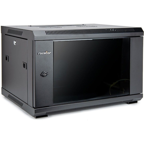 Rocstor SOLIDRACK 6U RACK ENCLOSURE TEMPERED GLASS WINDOW-BLACK Y10E001-B1 - main