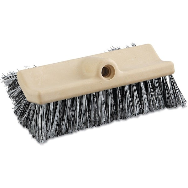 Boardwalk Dual-Surface Vehicle Brush, Black Polypropylene Bristles, 10" Brush, Brown Plastic Handle BWK8420 - main