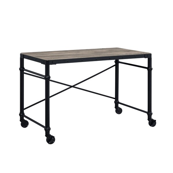 Homeroots 47" Brown and Black Writing Desk 491527 - main
