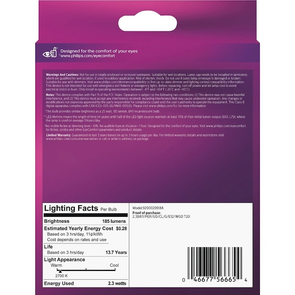 Signify Ultra Definition 25W Equivalent Soft White BA11 Candelabra LED Decorative Light Bulb, 3PK 566653 - main