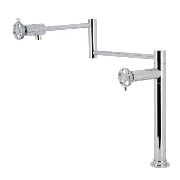 Kingston Brass Deck Mount Pot Filler Faucet with Knurled Handle, Polished Chrome KS4701RKX - main