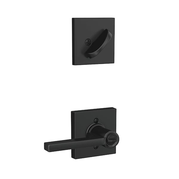 Schlage Residential Latitude Lever with Collins Rose Interior Active Trim with 12326 Latch and 10269 Strikes Matte F59LAT622COL - main