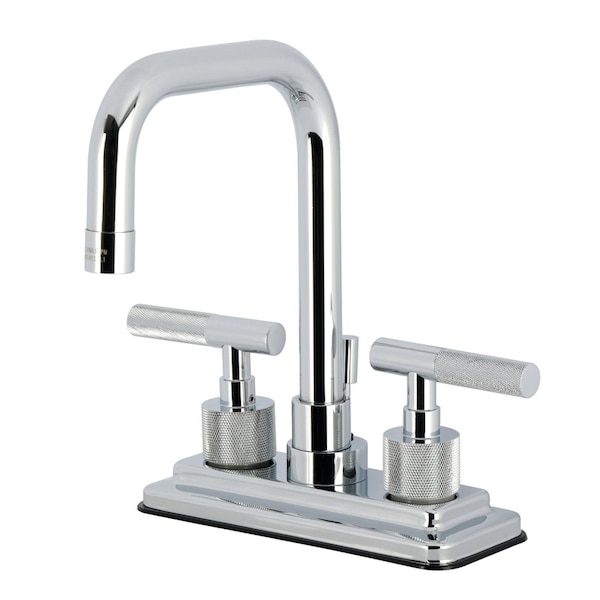 Kingston Brass Knurled Double-Handle 4" Centerset Bathroom Faucet with Brass Pop-Up, Polished Chrome KS6641KNL - main