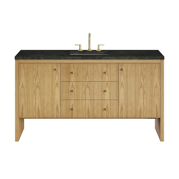 James Martin Vanities Hudson 60" Single Vanity, Light Natural Oak, w/ 3 CM Phantome Eclos Top 435-V60S-LNO-3PHT - main