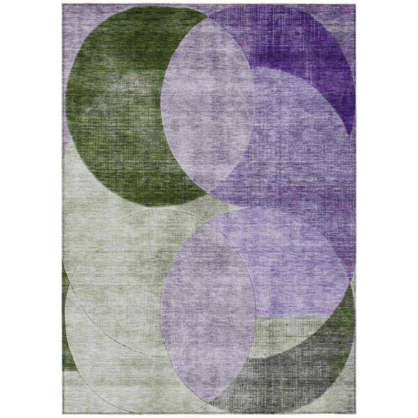 Homeroots 8' X 10' Lavender Purple And Green Geometric Washable Indoor Outdoor Area Rug 604920 - main
