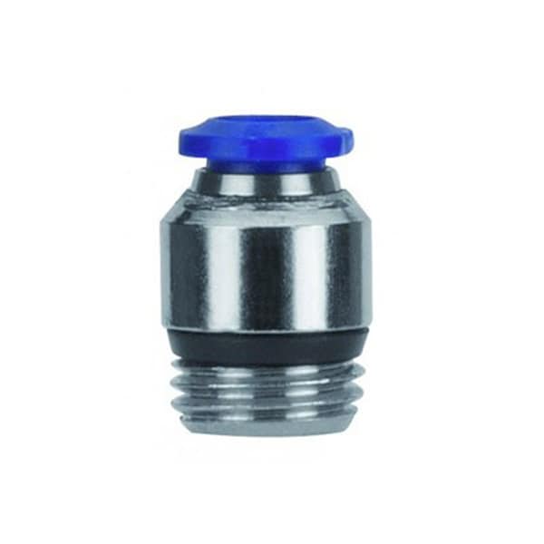 Usa Industrials Push to Connect Tube Fitting, Nickel Plated Brass w/ Plastic Release Ring, Male Elbow ZUSA-TF-PTC-NPBR-345 - main
