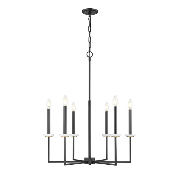 Z-Lite Gaultier Matte Black+Modern Gold 6 Light Chandelier 6100-6MB - main