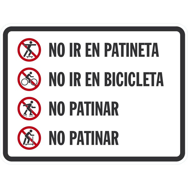 Lyle No Ir En Patineta No Ir En Bicicleta No Patinar No Patinar (, 24x18, High Intensity Prismatic, White G-12056-HI_24x18 - main