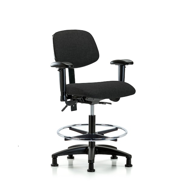 Blue Ridge Ergonomics Chair, Fab, Med Bench, Tilt AA CF Glide, Blk, 6-Way Adjustable, 22" to 29" Height, Black BR-FMBCH-RG-T1-A1-CF-RG-F42 - main