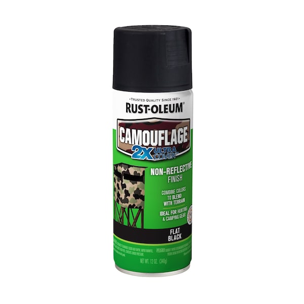 Rust-Oleum General Purpose Spray Paint, Black, Ultra-Flat, Solvent, 12 Oz 279179 - main