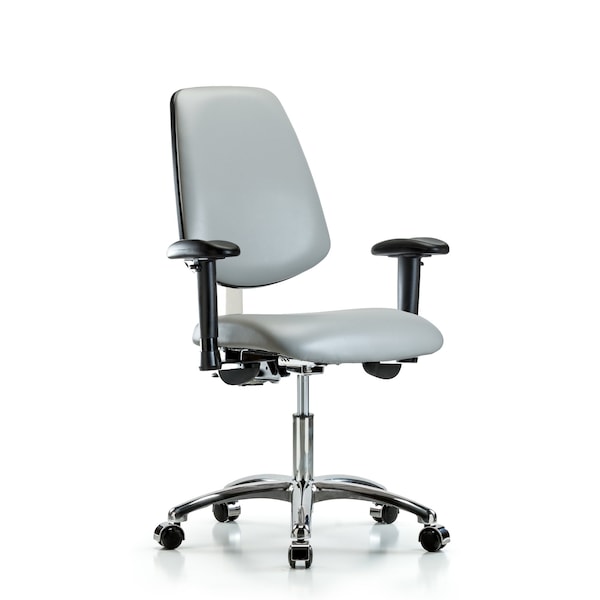 Blue Ridge Ergonomics Clean Room Chair Vin Desk Chair, Med, Bk, Cast, Dov, CL100, Adjustable Arms, 18" to 23" Height, Vinyl BR-NCR-VDHCH-MB-CR-T1-A1-CC-8567 - main