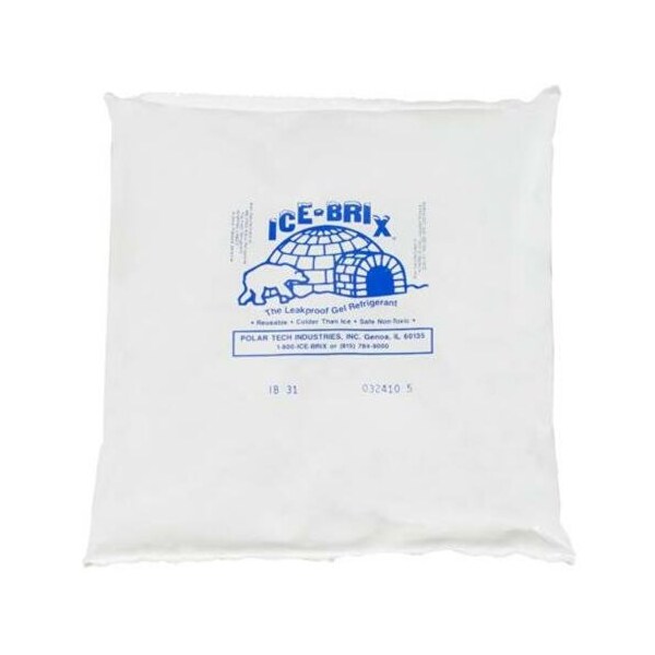 The Packaging Wholesalers Ice-Brix Cold Packs, 32 Oz., 8"L x 8"W x 1-1/2"H, White/Blue, 18/Pack IB31BPD - main