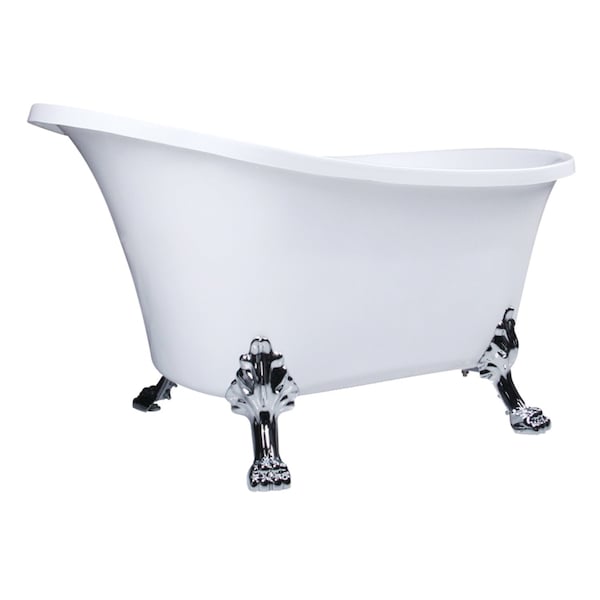Kingston Brass 51" Acrylic Oval Double Slipper Clawfoot Tub, No Faucet Drillings, Glossy White/Polished Chrome VTND512824WAC1 - main