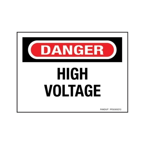 Panduit High Voltage Warning Sign, Red/White, PK5 PPS0305D72 - main