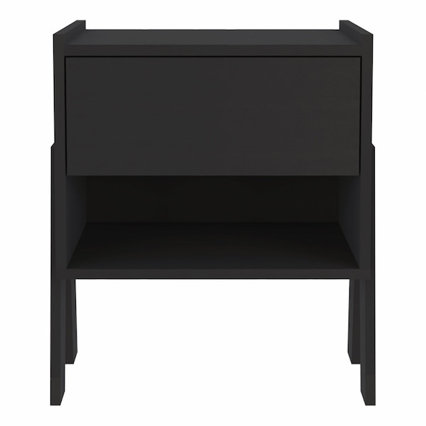 Homeroots 22" Black Wood One Drawer Nightstand 477907 - main