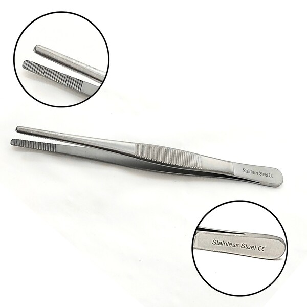 A2Z Scilab Culinary Tweezers, Blunt Serrated Jaws, 4.5 Inch, Stainless Steel Tongs A2Z-ZR1030 - main