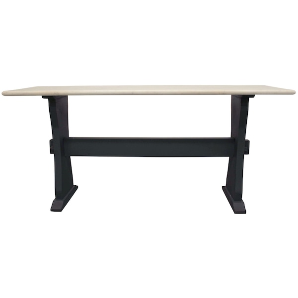 Homeroots 70" Ivory and Black Genuine Marble Trestle Console Table 488860 - main