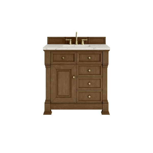 James Martin Vanities Brookfield 36 in. Single Vanity, Honey Oak w/ 3 CM Victorian Silver Silestone Top 547-V36-HNO-3VSL - main