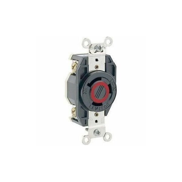 Leviton Flanged Locking Receptacle, L12-30R, 30 A, 480V AC, Three Phase, 3 Pole, Flush Mount, Black 2680 - main