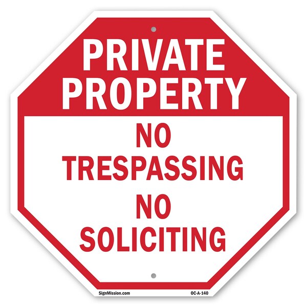 Signmission Private Property No Trespassing No, 6 Inch X 6 Inch, Plastic Sign OC-P-6-140 - main
