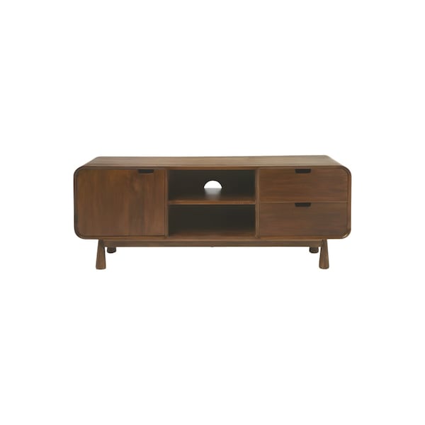 Homeroots 50in Brown Solid Wood Enclosed and Open Storage TV Stand 389231 - main