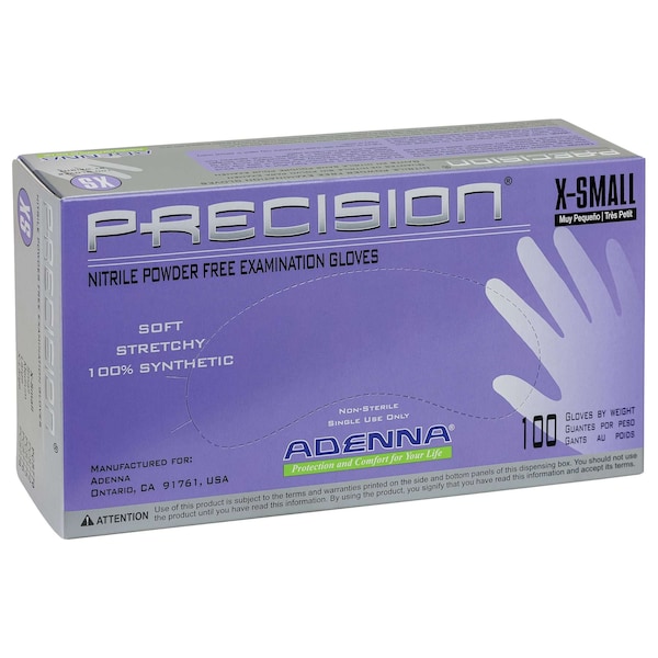 Safety Zone Precision Exam Disposable Gloves, Nitrile, Powder Free, 4 mil, Exam Gloves, Blue, XS, Case of 1000 PCS770 - main