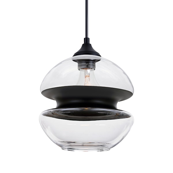 Besa Lighting Besa Hula 8 Outdoor Pendant, Clear/Black, Black Finish, 1x 8W LED Filament OP-HULA8BK-EDIL-BK - main