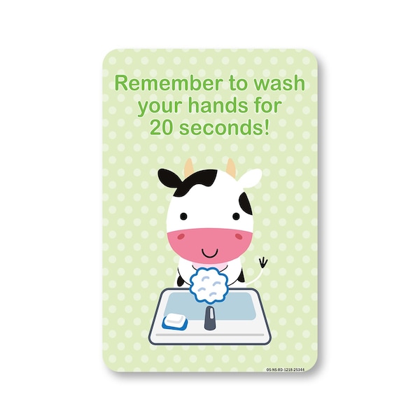 Signmission PSA Remember To Wash Your Hands For 20 Seconds 18in X 12in Peel N Stick Wall Graphic, RD-1218-25344 OS-NS-RD-1218-25344 - main