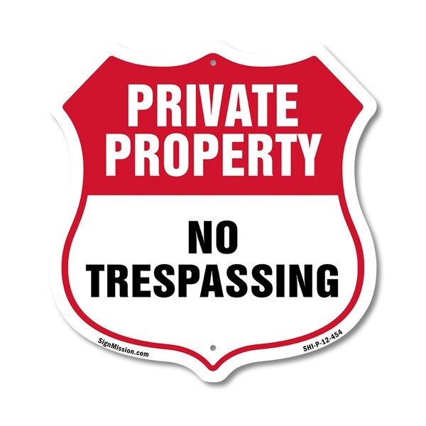 Signmission Private Property Shield Sign No Trespass, 12 Inch X 12 Inch, Plastic Sign SHI-P-12-454 - main