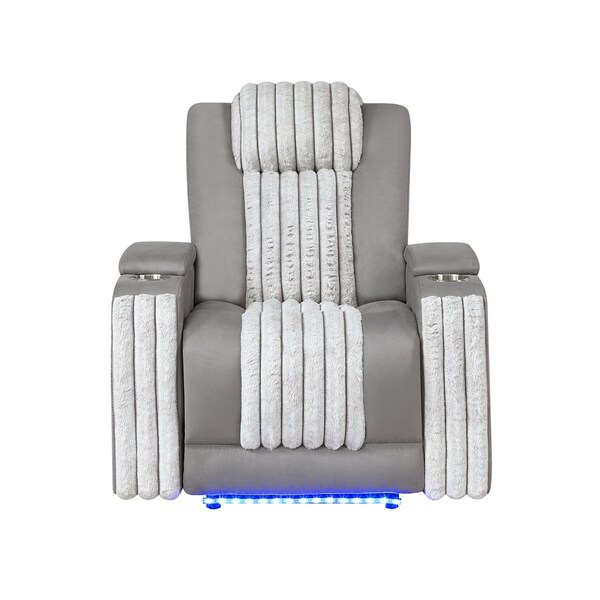 Global Furniture Usa Contemporary U8000 Grey Power Recliner W/ Power Headrest & Led Light U8000-GREY-PR W/ PHR + LED - main