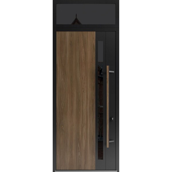 Vdomdoors Steel Door Dekton 0163 Venezia Noce 96”/ Top Exterior Window Sidelite Entry Door Painted W36xH96+ DEKTON0163EXD-VEN-W36xH96+16-LH-I - main