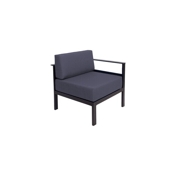 Bfm Seating Belmar Left Arm Sofa Section with Sunbrella cushions, Sand Black Frame PH6101BL-L-14089 - main